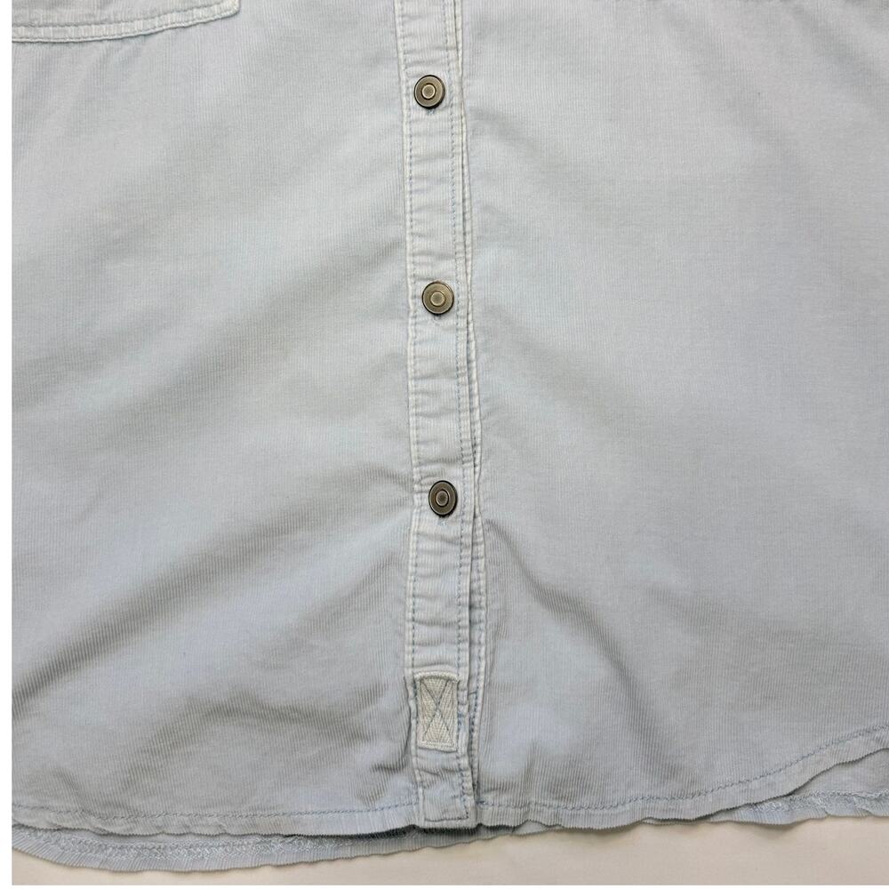We The Free Corduroy Button Down Shirt Large Oversized Blue Shacket Boho - Picture 5 of 12